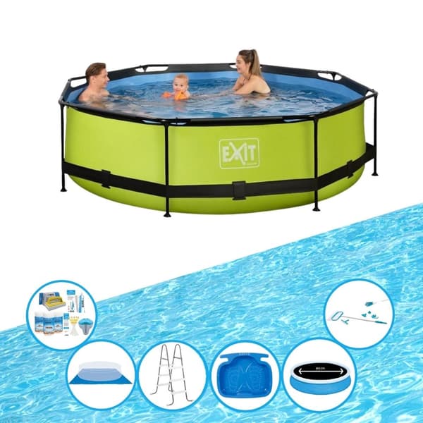 EXIT Swimming Pool Lime - Rammebassin ø300x76cm - Swimming Pool Super Sæt