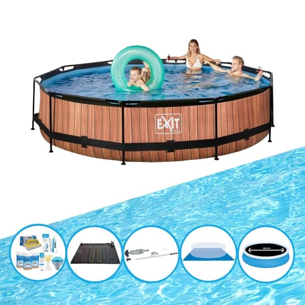 EXIT Swimming Pool Timber Style - Rammepool ø360x76cm - Swimming Pool Combi Deal