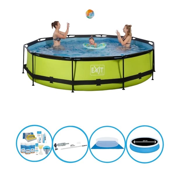 EXIT Swimming Pool Lime - Ramme Pool ø360x76cm - Plus tilhørende tilbehør