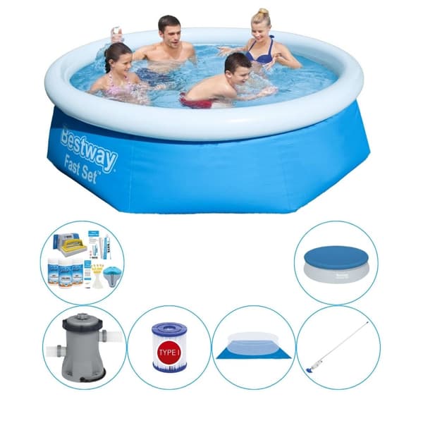 Pool combo tilbud - Bestway Fast Set Rund 244x66 cm