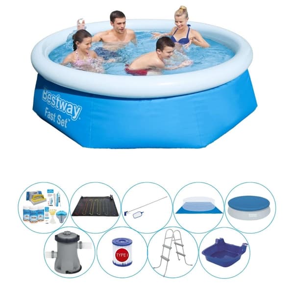 Svømmebassin med tilbehør - Bestway Fast Set Rund 244x66 cm