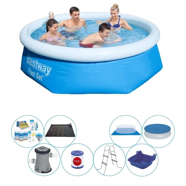 Svømmebassin med tilbehør - Bestway Fast Set Rund 244x66 cm