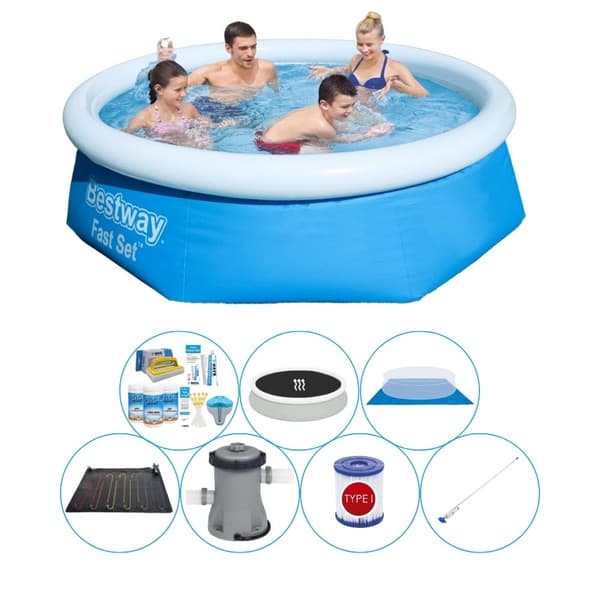 Alt i 1 poolpakke - Bestway Fast Set Rundt 244x66 cm