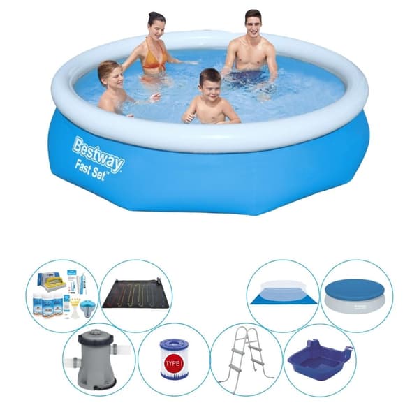 Svømmebassin med tilbehør - Bestway Fast Set Rund 305x76 cm