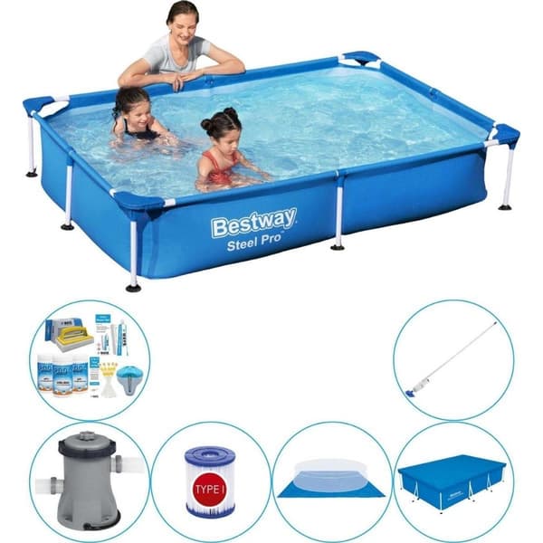 Bestway Steel Pro suorakulmainen 221x150x43 cm - Uima-altaan yhdistelmä