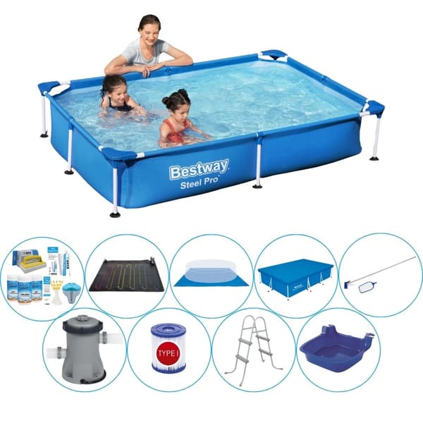 Bestway Steel Pro Rectangular 221x150x43 cm - Pool med tilbehør