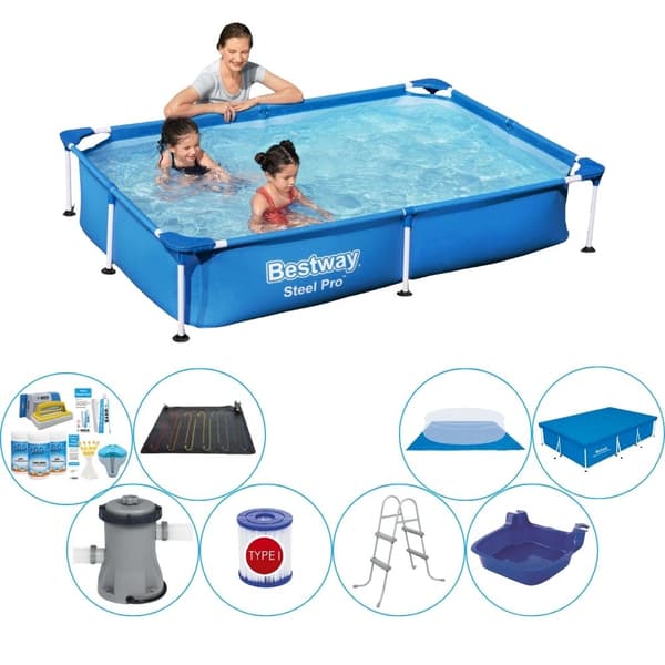 Bestway Steel Pro Rectangular 221x150x43 cm - Pool med tilbehør