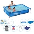 Miniatyrbild 1 av 5: Bestway Steel Pro rektangulär 221x150x43 cm - Pool inklusive tillbehör