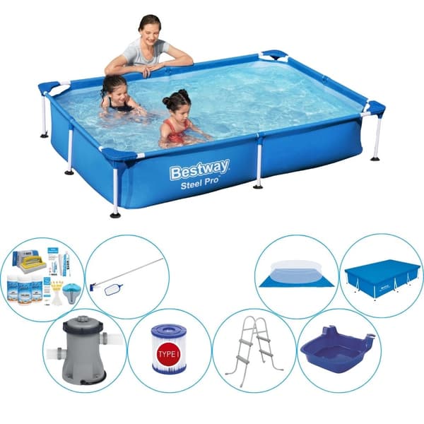 Bestway Steel Pro Rectangular 221x150x43 cm - Pool Super Deal