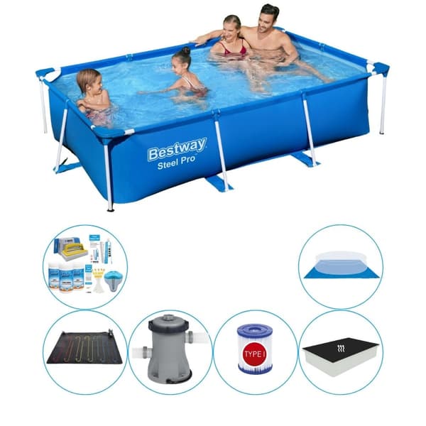 Bestway Steel Pro suorakulmainen 259x170x61 cm - Uima-altaan mukavuuspaketti