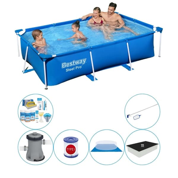 Bestway Steel Pro Rectangular 259x170x61 cm - Alt i 1 poolsæt