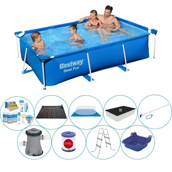 Bestway Steel Pro rektangulär 259x170x61 cm - Deluxe Poolpaket