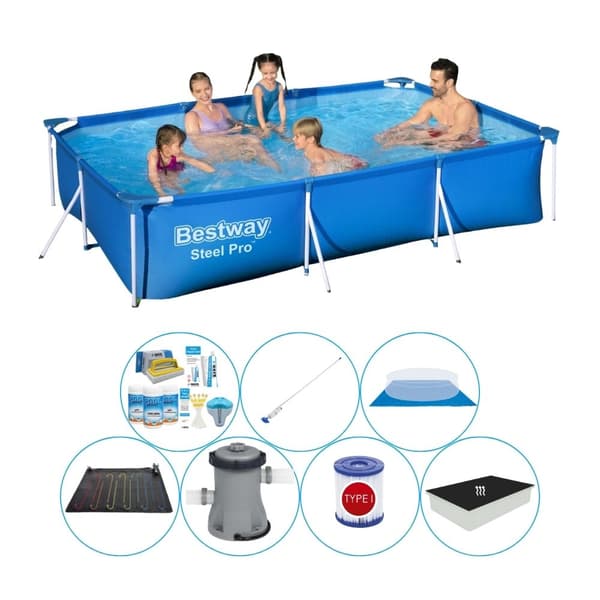 Bestway Steel Pro suorakulmainen 300x201x66 cm - Alt i 1 poolpakke