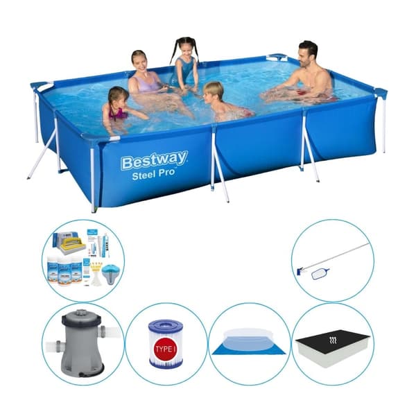 Bestway Steel Pro Rectangular 300x201x66 cm - Alt i 1 poolsæt