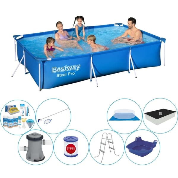 Bestway Steel Pro Rectangular 300x201x66 cm - Kombi poolsæt