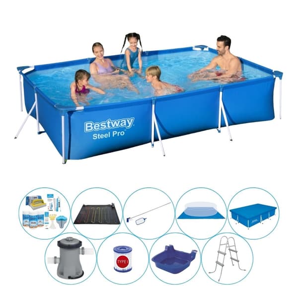 Svømmebasin med tilbehør - Bestway Steel Pro suorakulmainen 300x201x66 cm