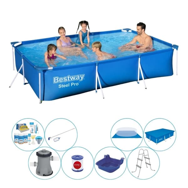 Poolpaket - Bestway Steel Pro rektangulär 300x201x66 cm