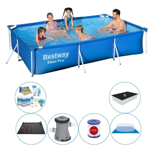 Poolkombinationssats - Bestway Steel Pro rektangulär 300x201x66 cm