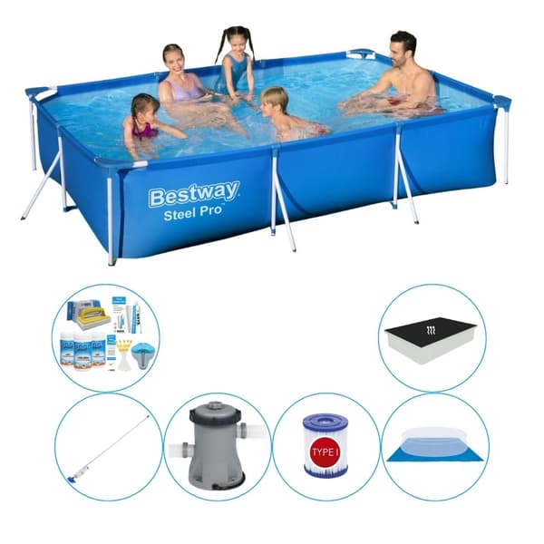 Allas Super Sæt - Bestway Steel Pro Rektangulær 300x201x66 cm