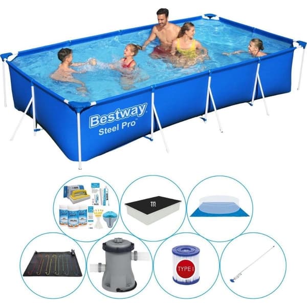 Poolpakke alt i 1 - Bestway Steel Pro Rectangular 400x211x81 cm