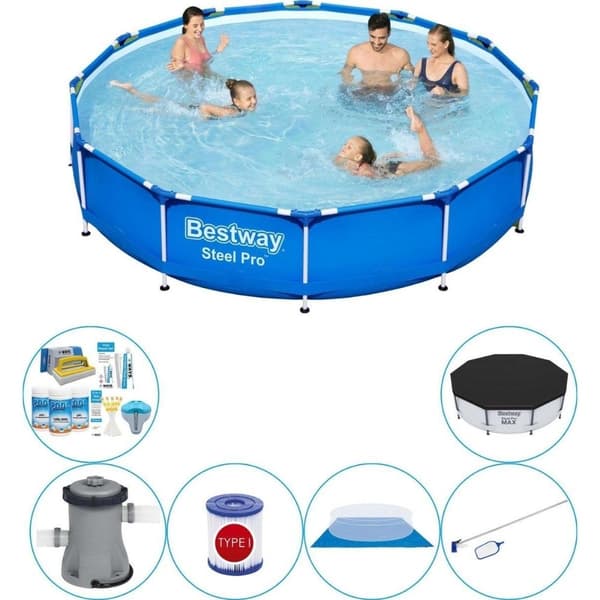Bestway Steel Pro Round 366x76 cm - Pool plus tilbehør