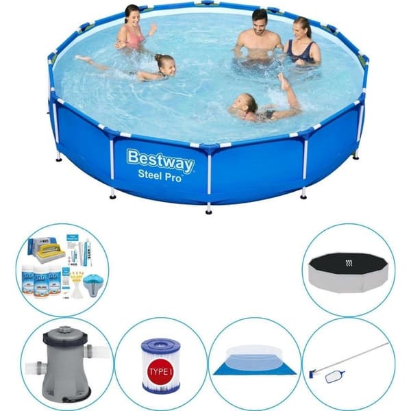 Bestway Steel Pro Round 366x76 cm - Alt i 1 poolsæt