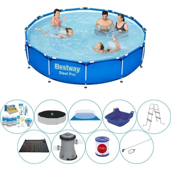 Bestway Steel Pro Round 366x76 cm - Deluxe Poolpaket