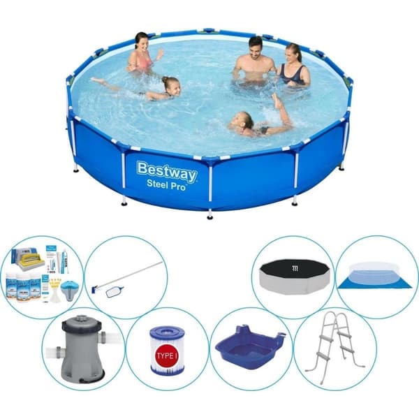 Bestway Steel Pro Rund 366x76 cm - Kombi poolsæt