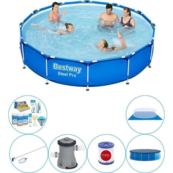 Allas plus tilbehør - Bestway Steel Pro Rektangulær 366x76 cm