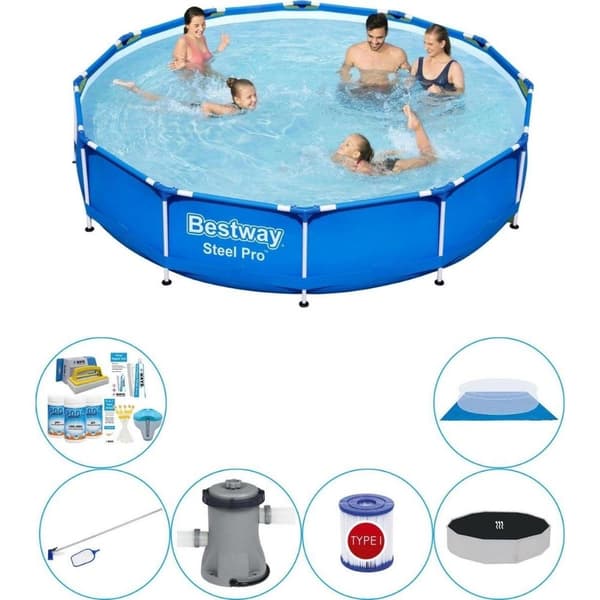 Poolsæt alt i 1 - Bestway Steel Pro rektangulært 366x76 cm