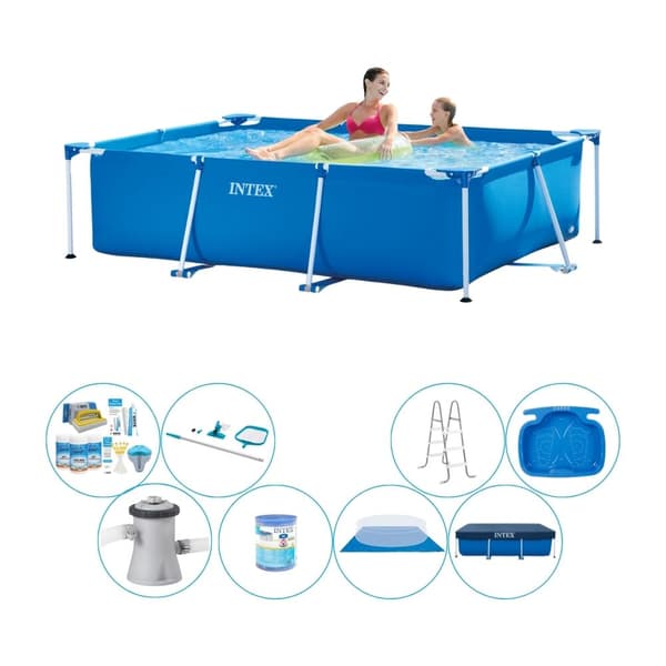 Intex ramme pool rektangulær 220x150x60 cm - pool bundt