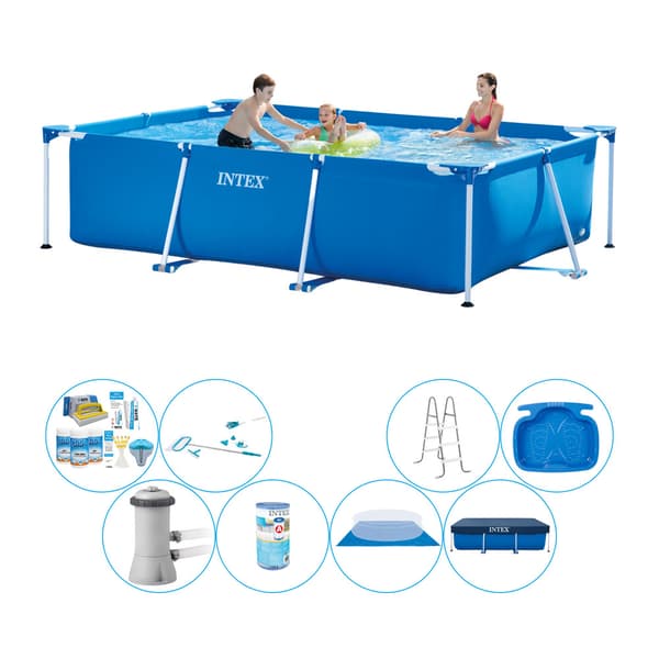 Intex Frame Pool Rektangulær 300x200x75 cm - Alt i 1 poolpakke