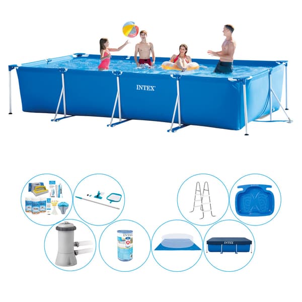 Intex Frame Pool Rektangulær 450x220x84 cm - Pool bundt