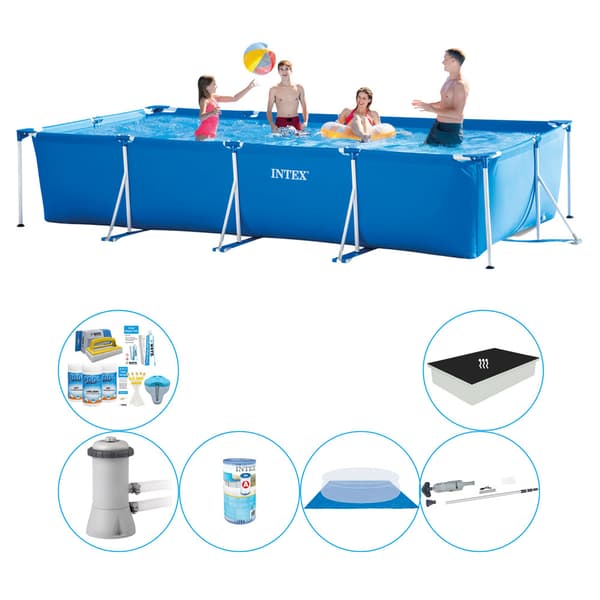 Intex Frame Pool Rektangulær 450x220x84 cm - Kombineret poolpakke
