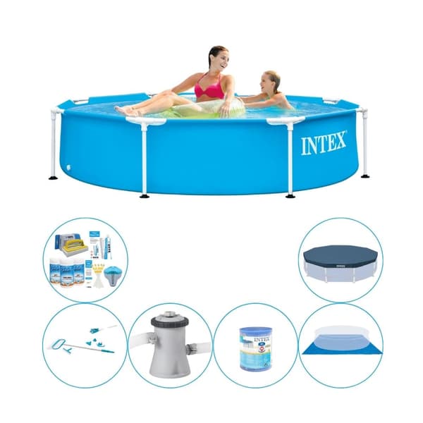 Intex Metallram Rund 244x51 cm - Simbassäng Med Tillbehör