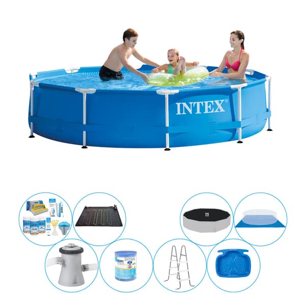 Deluxe Poolpakke - Intex Metalramme Rund 305x76 cm