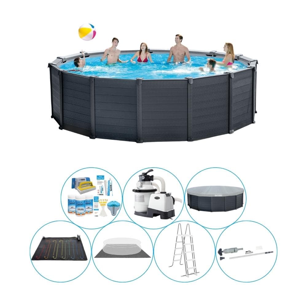 Intex Grafitgrå Rund 478x124 cm - Pool Deal