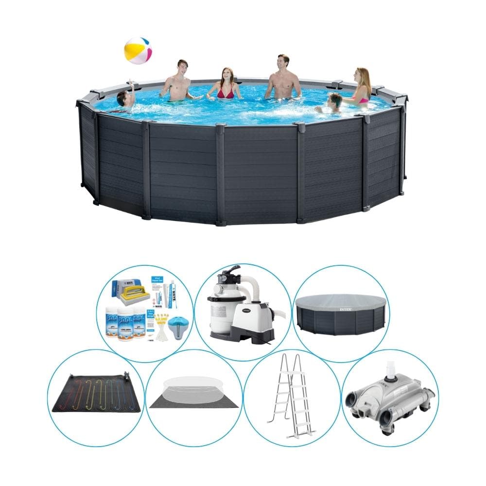 Intex Grafitgrå Rund 478x124 cm - Pool Plus Tillbehör