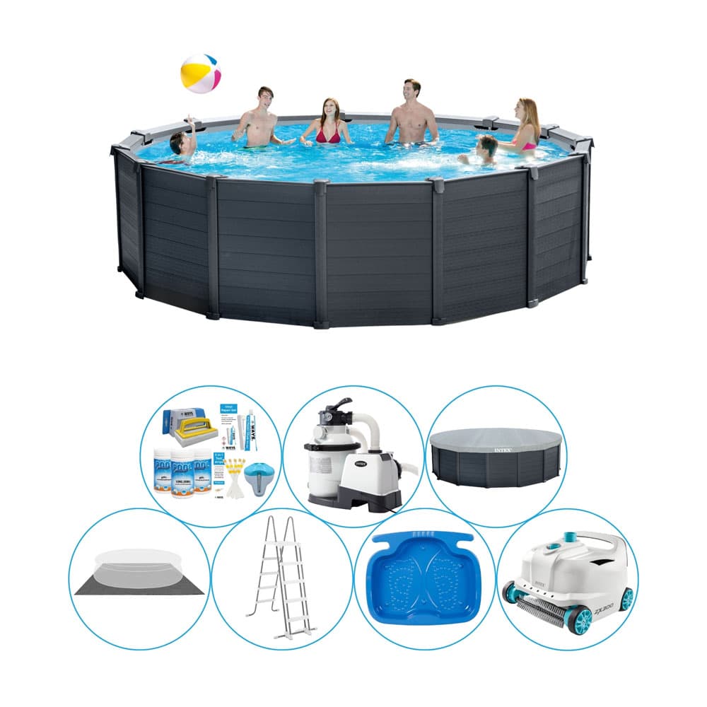 Intex Grafitgrå Rund 478x124 cm - Smart Swimming Pool Deal