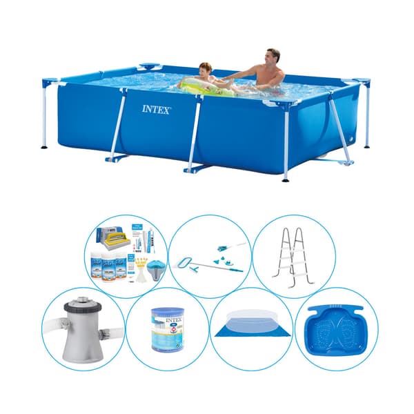 Intex Frame Pool rektangulär 260x160x65 cm - 8 delar - Allt i 1 poolpaket