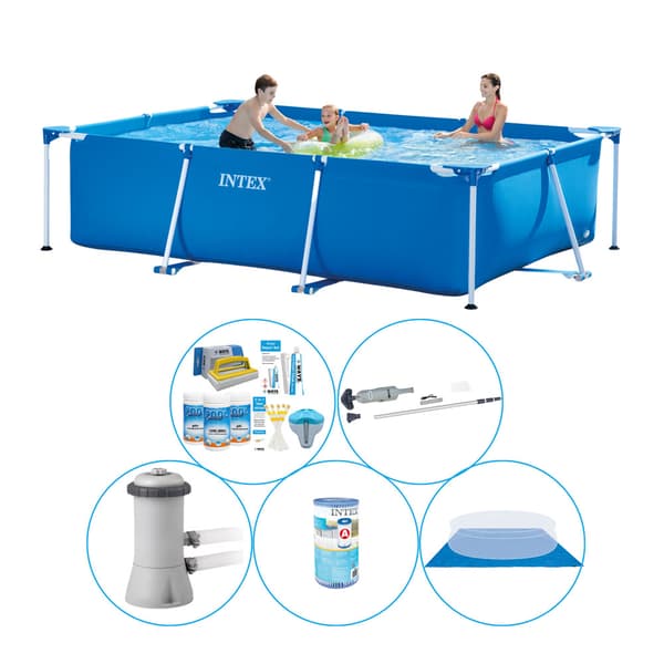 Intex Frame Pool rektangulär 300x200x75 cm - 6-delad - Simbassäng inklusive tillbehör