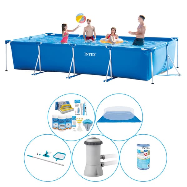 Intex Frame Pool Rektangulær 450x220x84 cm - 6 stk - Pool combo tilbud