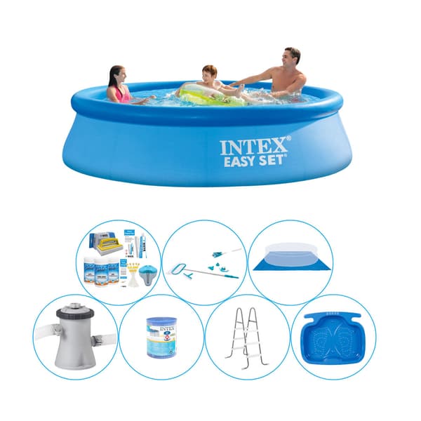 Poolpakke alt i 1 - 8 stk - Intex Easy Set Rund 305x76 cm