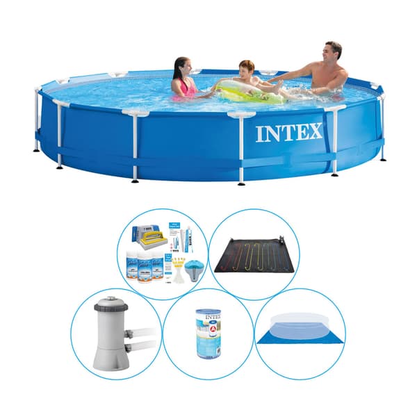 Intex Metallram Rund 366x76 cm - 6-delad - Simbassäng Plus Tillbehör