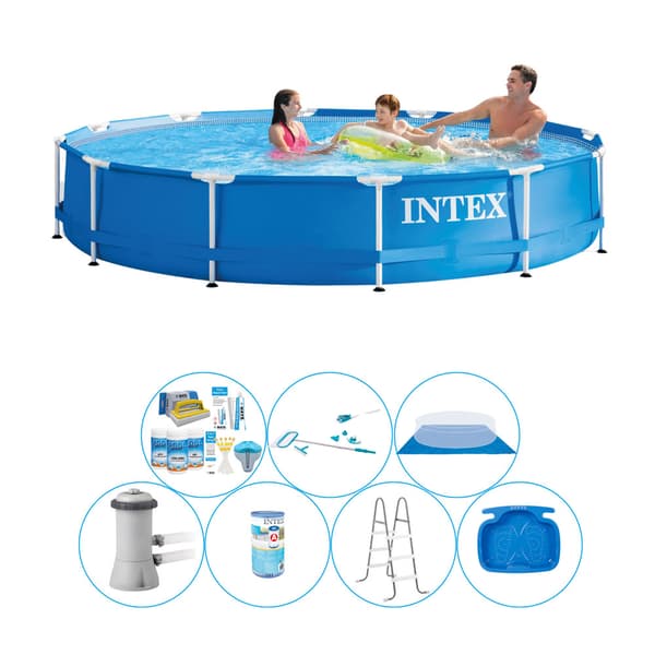 Intex Metalramme Rund 366x76 cm - 8 stk - Alt i 1 poolpakke