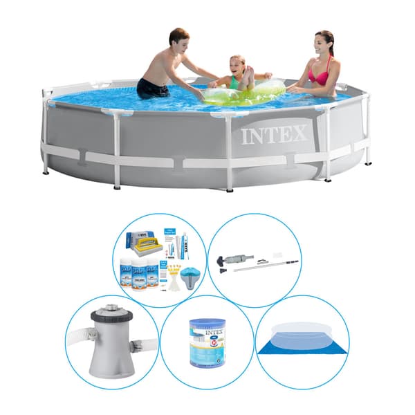 Simbassäng inklusive tillbehör - 6-delad - Intex Prism Ram Rund 305x76 cm