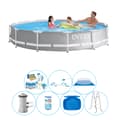 Miniatyrbillede 1 af 4: Poolpakke alt i 1 - 8 stykker - Intex Prisme Ramme Rund 366x76 cm