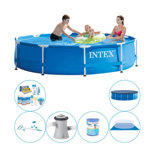 Intex metallirunkoinen uima-allas - 305 x 76 cm - Kokonaispaketti