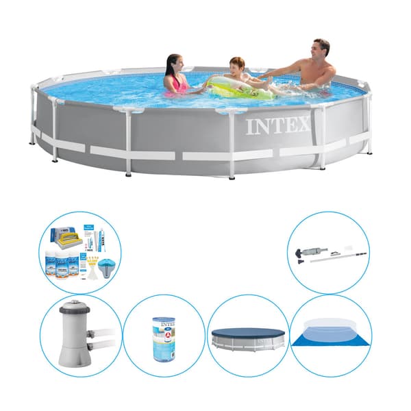 Intex Prism Frame Swimming Pool Round Deluxe Deal - 366 x 76 cm