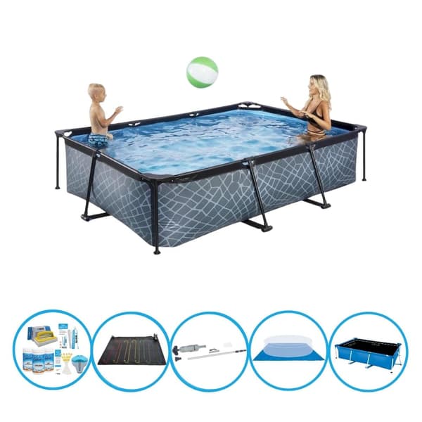 EXIT Swimming Pool Stone Grey - Rammebassin 300x200x65 cm - Swimming Pool Combi Deal